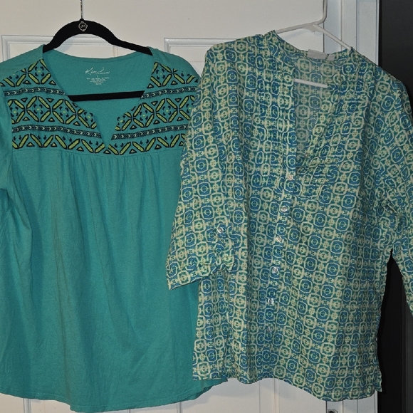 Two Kim Rogers Patterned Blouses - Picture 1 of 12